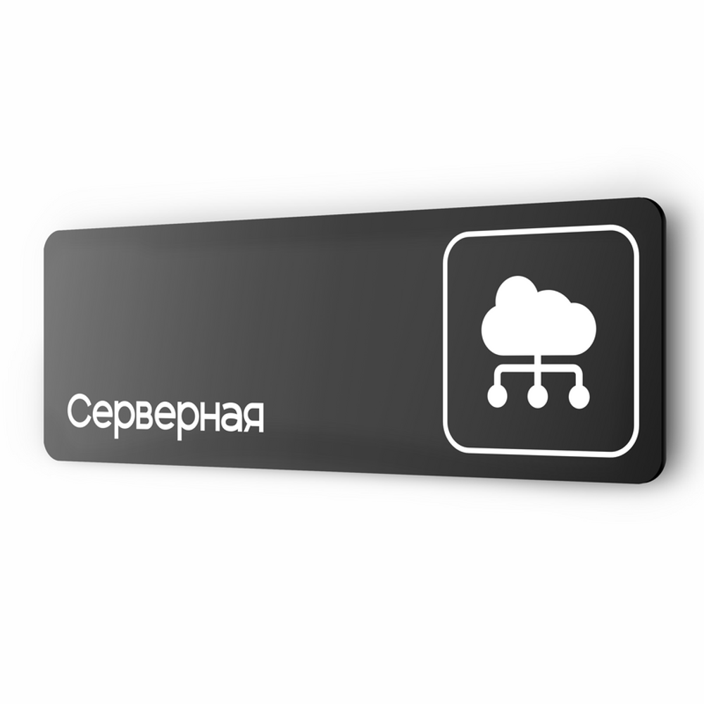 Табличка Серверная, серия COSMO 3010, 30 х 10 см, черная, Айдентика Технолоджи