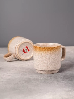 Набор 6 кружек охра золото с белым чашки фарфор 275 мл