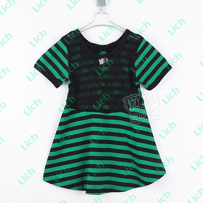 Туника детская в полоску с гипюровой спинкой