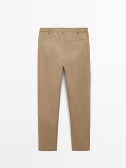 Massimo Dutti Брюки-джоггеры из смесовой хлопковой ткани, охра