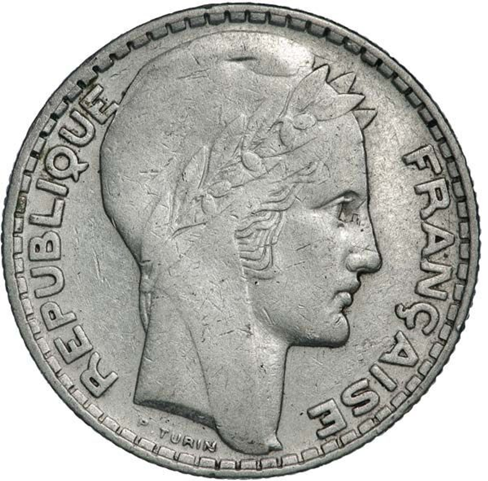 France, 10 Francs, 1929 – "Turin" Design, VF