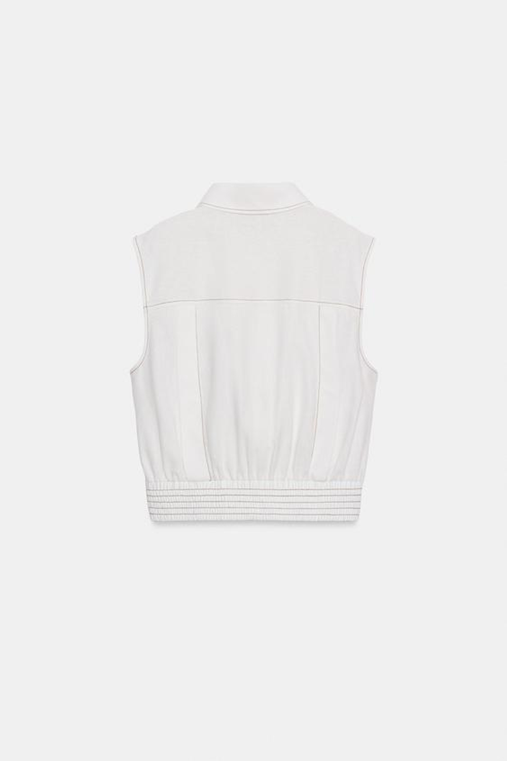 ZARA ТОП ИЗ СМЕСОВОГО ЛЬНА СО СТРОЧКОЙ, БЕЛЫЙ