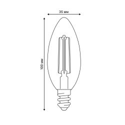 LED-C35-4W-3000K-E14-CL GLY01TR Лампа светодиодная. Форма свеча. прозрачная. Серия Яркая A++. Теплый белый свет 3000K. Картон. ТМ Uniel