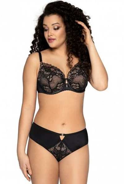 Трусики-слипы с кружевной вставкой и имитацией пояска на застежке (Размер: M) (Цвет: темно-синий)