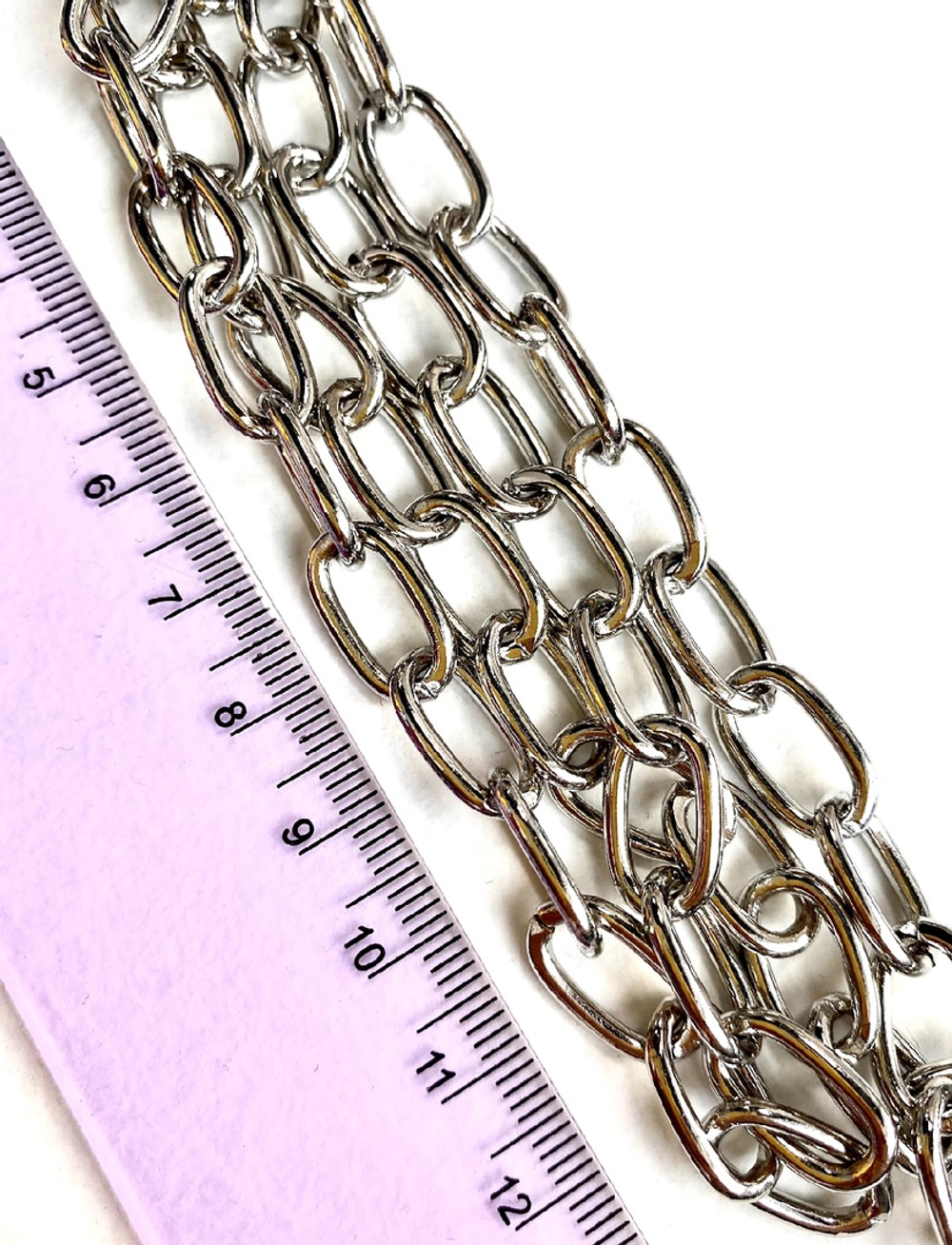 0492-р Цепь "Невада-мини", 14*9 мм, родий