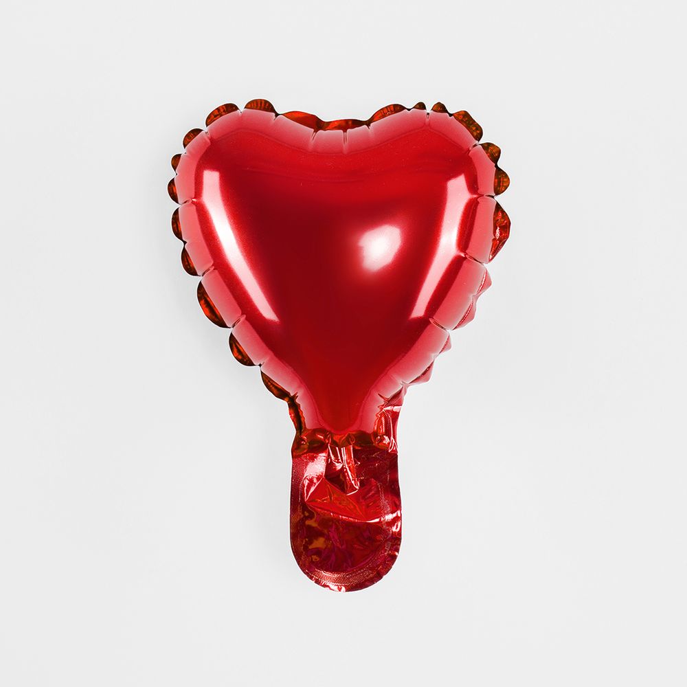 Шар с клапаном (5''/13 см) Микро-сердце, Красный, Металлик, 1 шт.