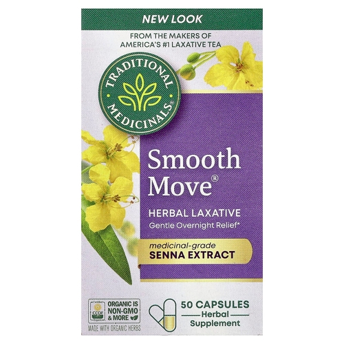 Traditional Medicinals, Smooth Move Capsules, сенна, 50 капсул