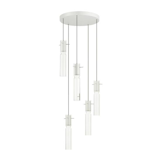 5058/25LB PENDANT ODL24 385 белый/прозрачный/металл/стекло Люстра каскадная LED 5*5W 3000K SCROW