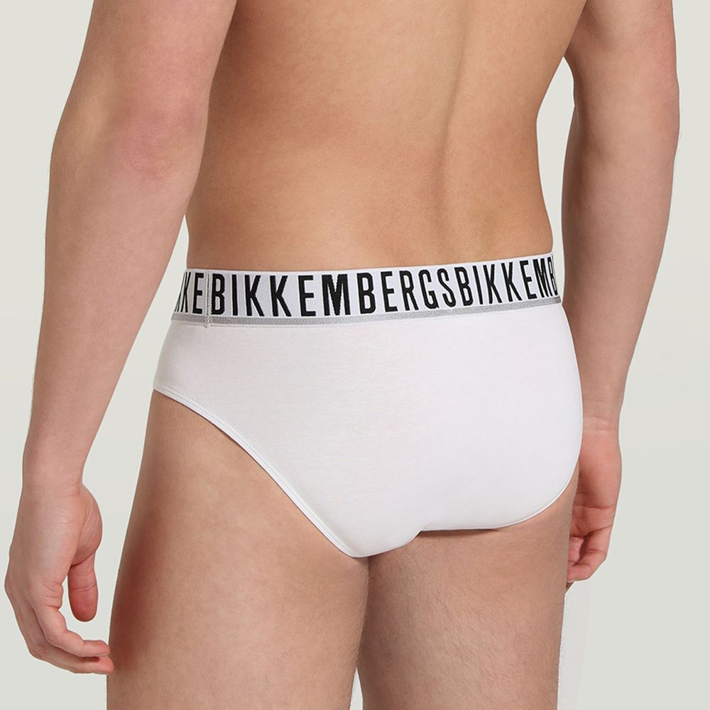 Мужские трусы брифы (белый, темно-синий, черный) набор 3в1 Bikkembergs ESSENTIAL BKK1USP01TR