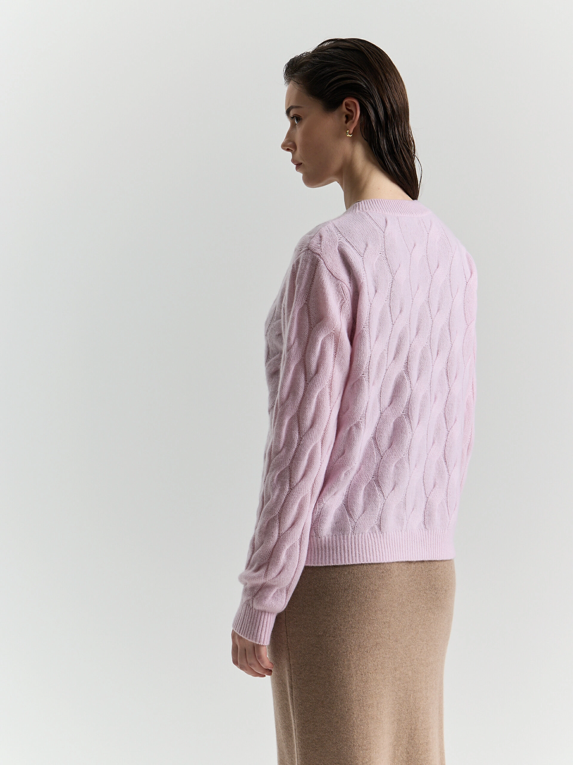 Кашемировый кардиган с косами