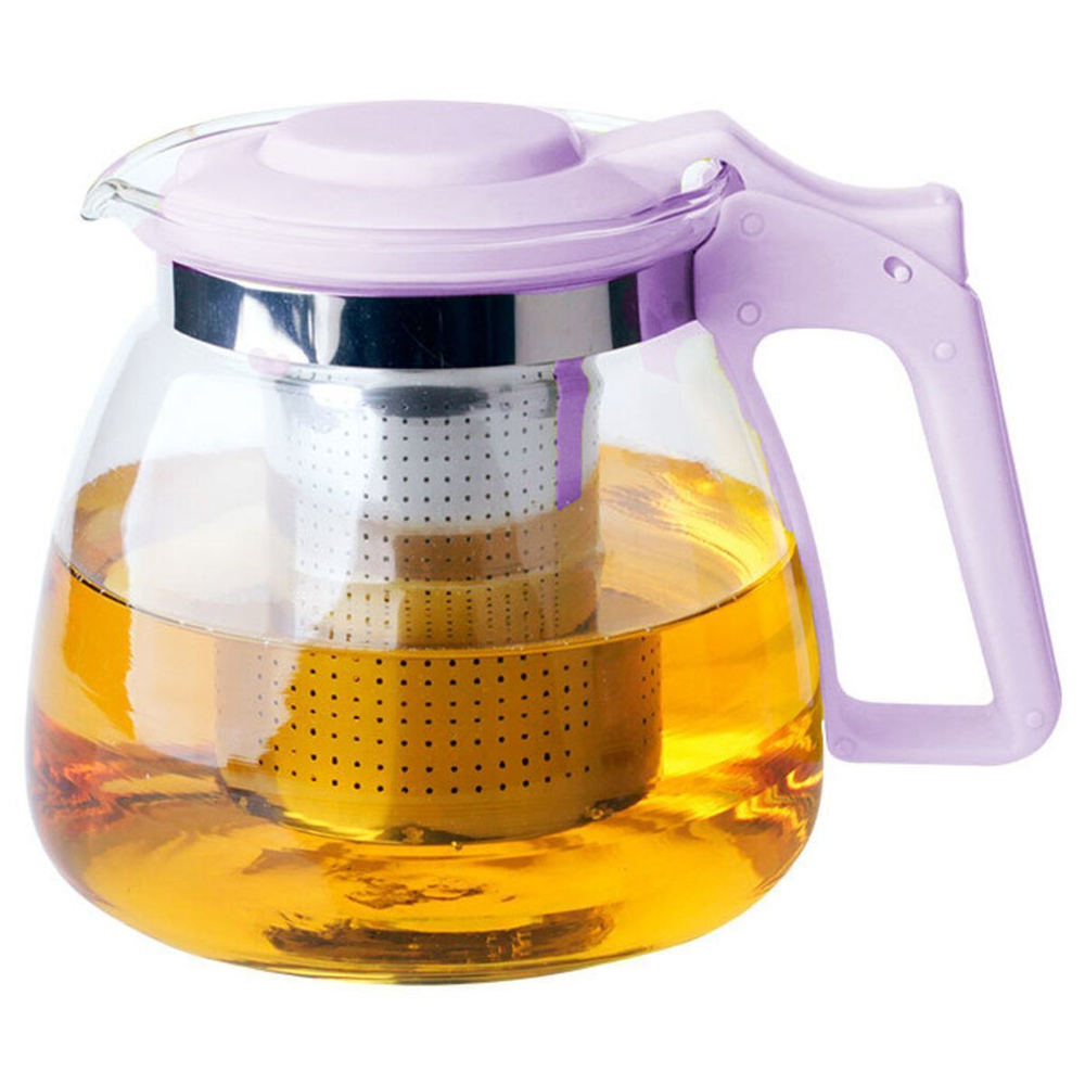 Чайник заварочный стекло, пластик, 0.9 л, с ситечком, AK-5514/15A, лаванд