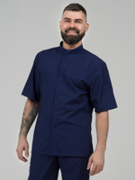 Темно-синяя мужская рубашка-китель "Мир" для повара и кондитера NVDesign