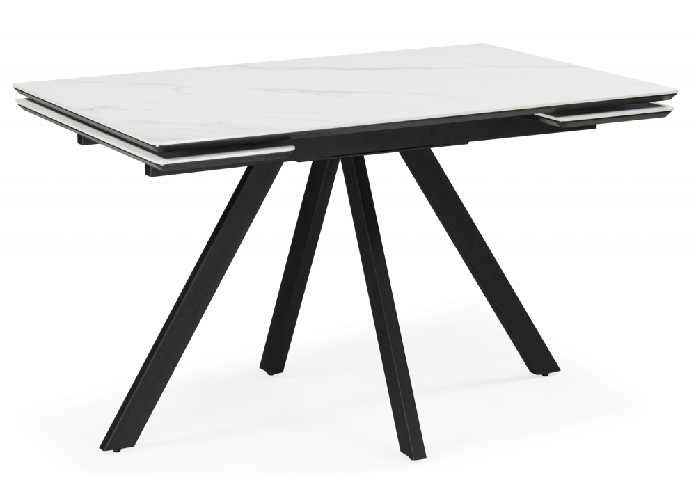 Керамический стол Woodville Вилли 120(180)х80 snow alpin white, черный