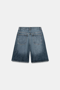 ZARA ДЖИНСОВЫЕ ШОРТЫ TRF BAGGY СО СРЕДНЕЙ ПОСАДКОЙ, СИНИЙ
