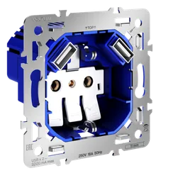 Механизм розетки с заземлением и защитными шторками 16А, с USB A+A, S70 vls0404m