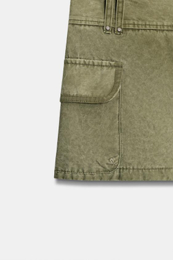 ZARA ЮБКА-ШОРТЫ С КАРМАНАМИ, ТЕМНЫЙ ХАКИ