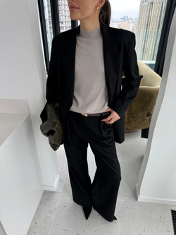 Джемпер из вискозы с шерстью с коротким рукавом серо-бежевый