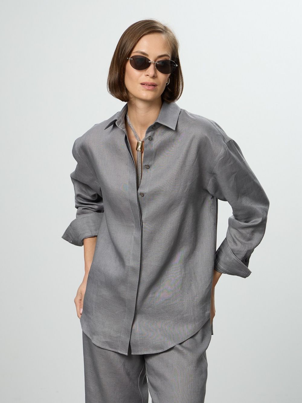 Рубашка Хельсинки серый лен