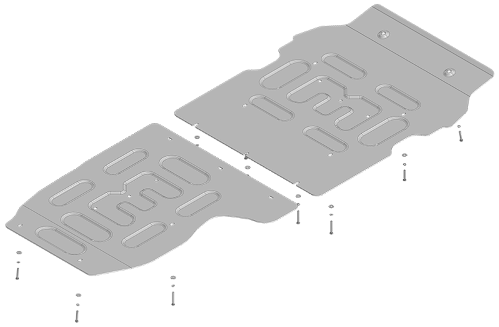 Защита алюминиевая 4 мм Д, КПП; РК для Range Rover L460 с 2022 г Motodor.343201