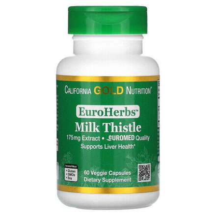 California Gold Nutrition, EuroHerbs, экстракт расторопши, европейское качество, 175 мг, 60 растительных капсул