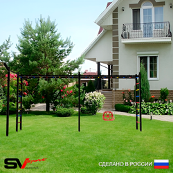 Уличная шведская стенка Sv Sport рукоход х 2 с комплектом турник прямой У50433 (Со спинкой/Кронш бокс)