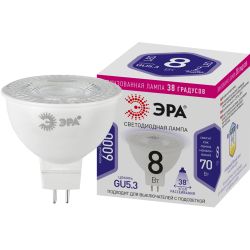 Лампочка светодиодная ЭРА STD LED Lense MR16-8W-860-GU5.3 GU5.3 8Вт линзованная софит холодный белый свет | Софиты линзованные (MR) STD