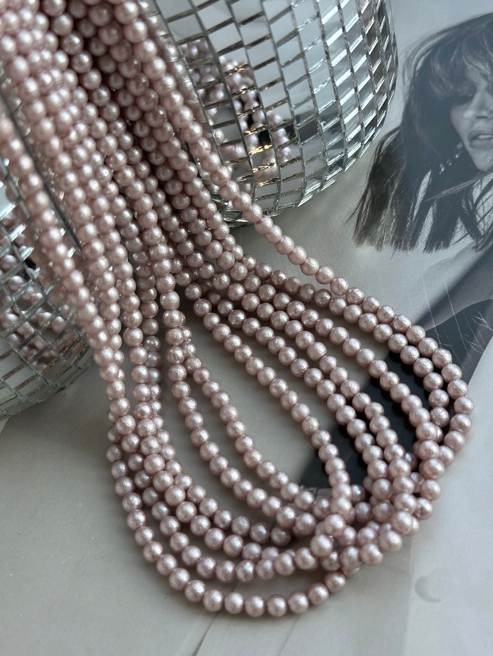 "Жемчуг круглый" 4мм, "Майорка. Имитация" (нить)