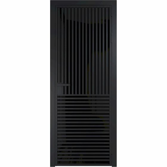 Алюминиевая дверь 17AG чёрная матовая RAL9005 стекло чёрный триплекс