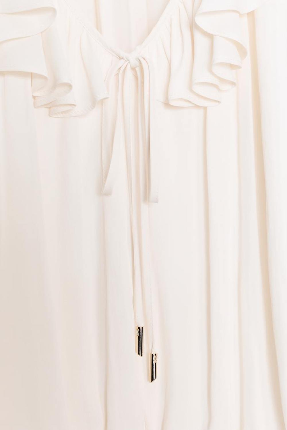 ZARA АТЛАСНАЯ БЛУЗА С ВОЛАНАМИ И ПОДПЛЕЧНИКАМИ, ЭКРЮ