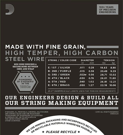 Струны для электрогитары D'ADDARIO ECG24