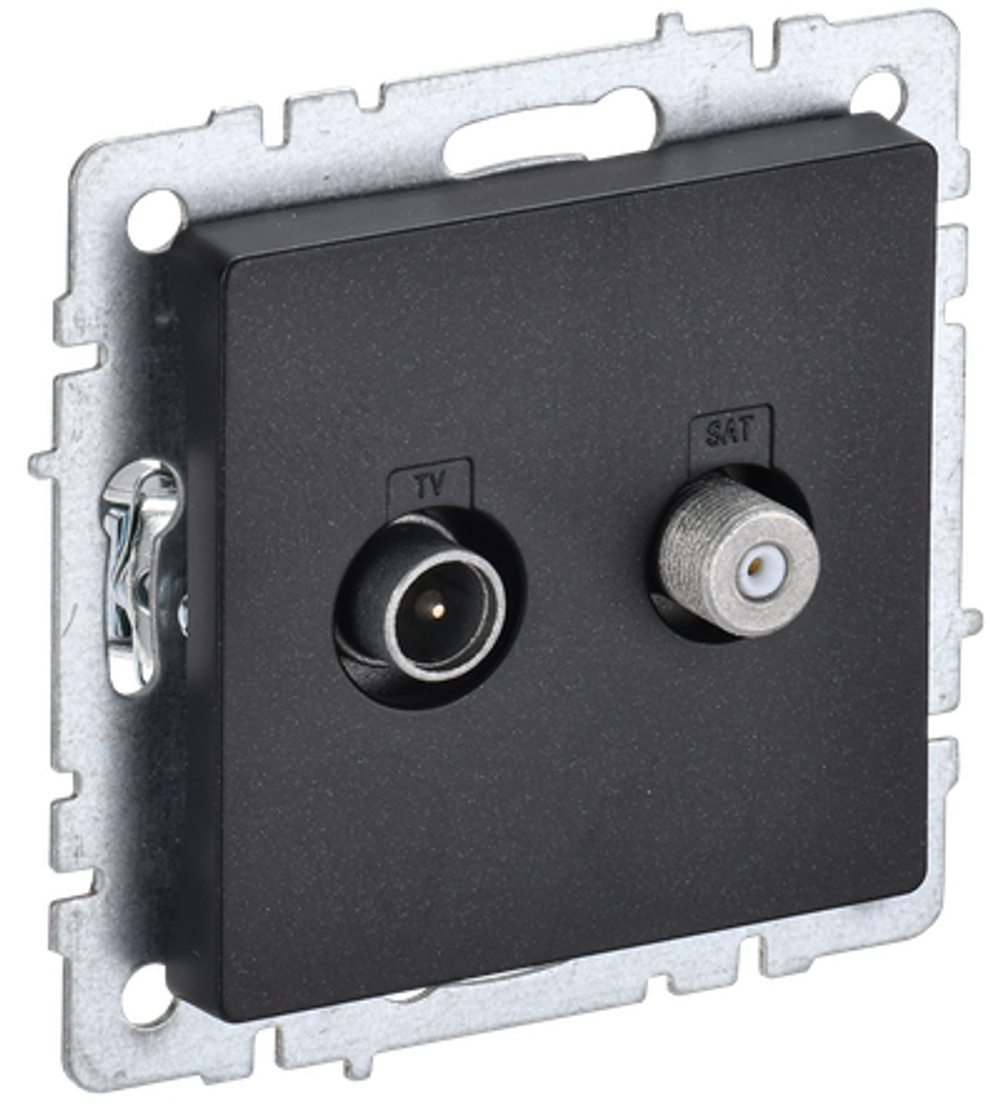 BRITE Розетка двойная TV+SAT РТВ/РСп12-БрЧ черный IEK