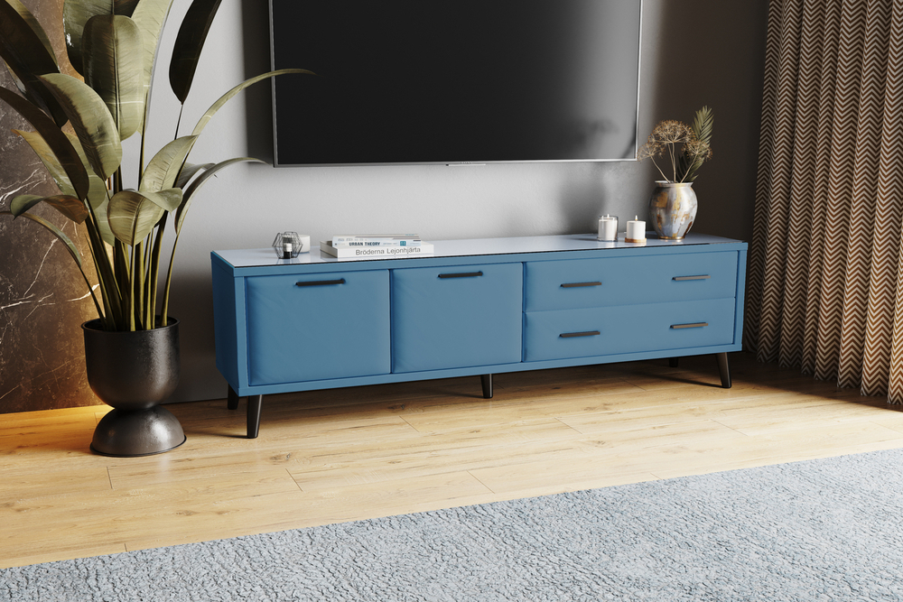 Тумба ТВ Виго 1,6, Светло-голубой