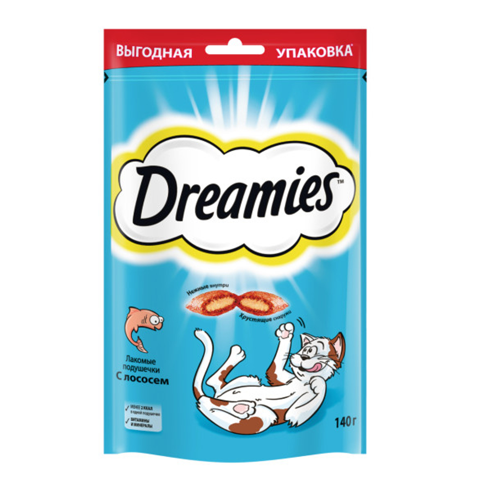 Dreamies лакомые подушечки лосось 140гр