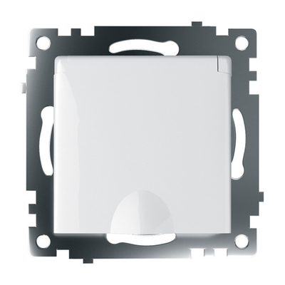 Розетка 1-местная с/з с крышкой (механизм), STEKKER GLS16-7112-01, 250В, 16А с защитной шторкой, серия Катрин, белый 39302