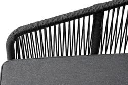 "Канны" правый модуль плетеный из роупа, каркас алюминий темно-серый (RAL7024) муар, роуп темно-серый круглый, ткань темно-серая 027