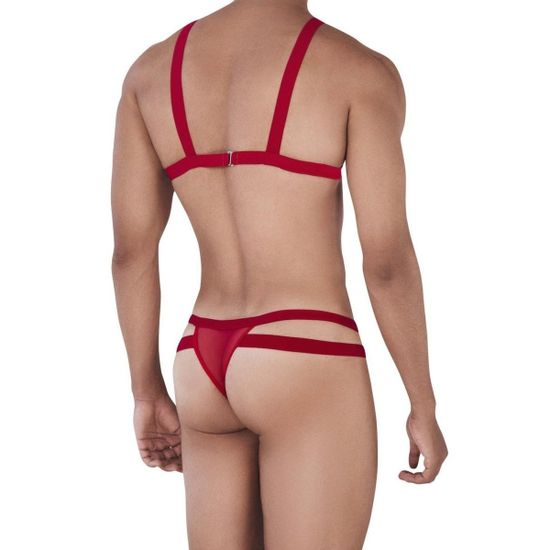 Мужской комплект красный тонги и сбруя (портупея) Pikante THONG HARNESS PERSONALITY 033105