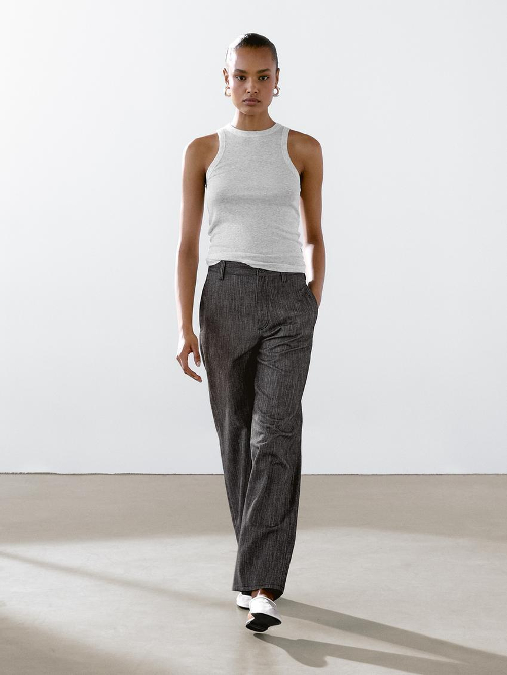 Massimo Dutti Топ с воротником-халтер, серый