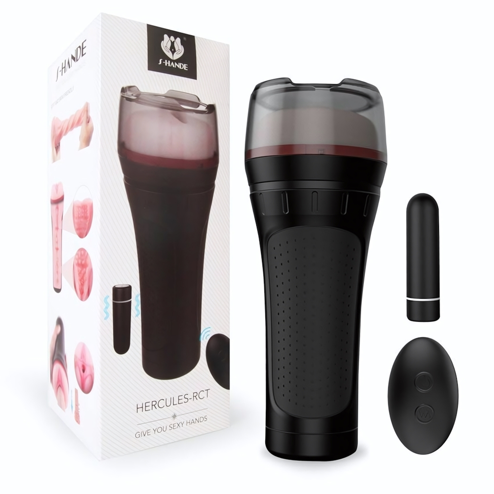 Черный мастурбатор-вагина с вибропулей и пультом ДУ (Цвет: черный)