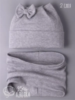 Шапка для девочки осенняя с ушками и снуд