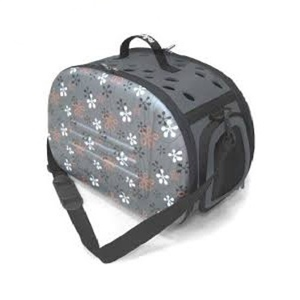 Ibiyaya складная сумка-переноска для собак и кошек до 6 кг серая в цветочек Ibiyaya складная сумка-переноска для собак и кошек до 6 кг серая в цветочек