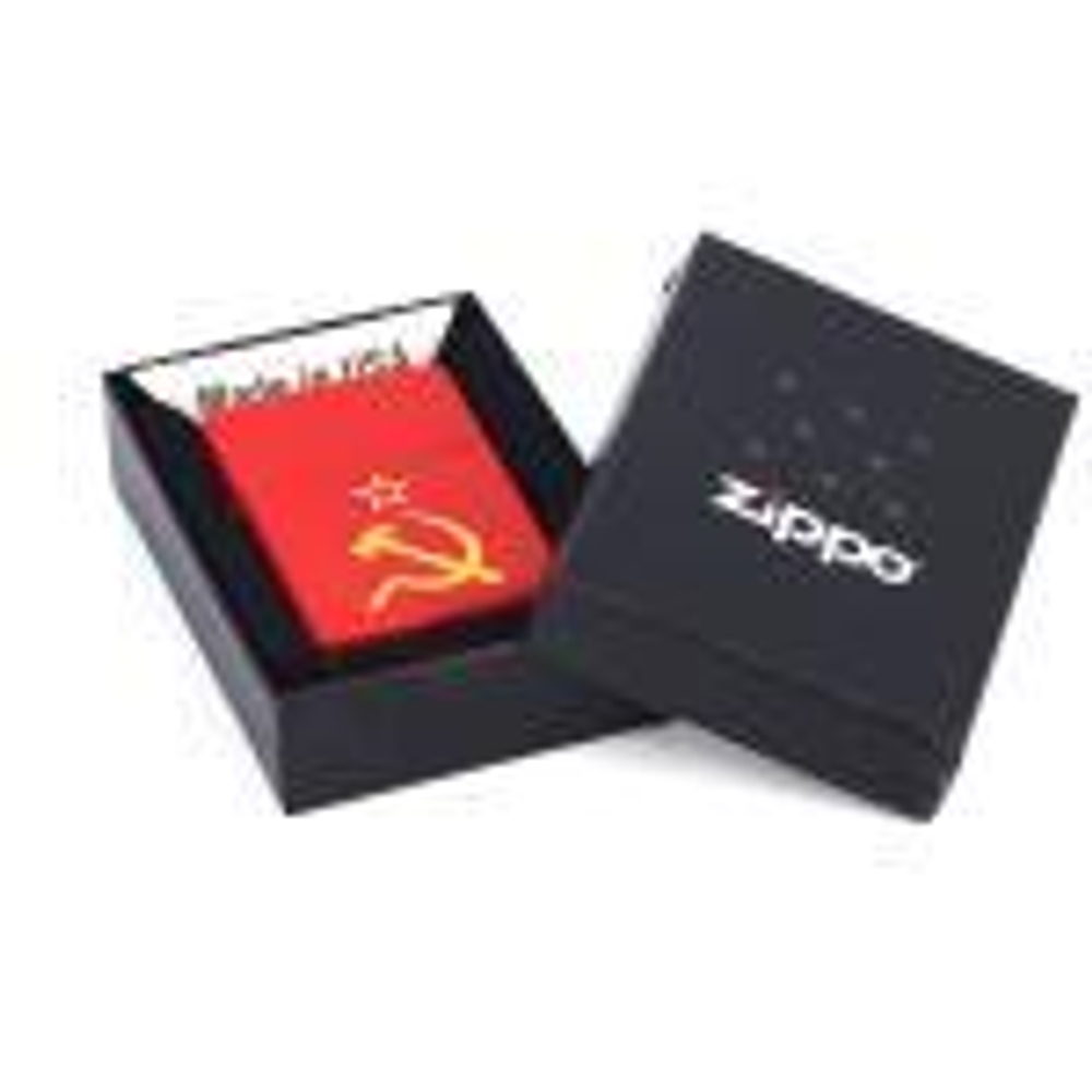 Зажигалка ZIPPO Classic Red Matte™ с Изображением серпа и молота ZP-233 Серп и Молот