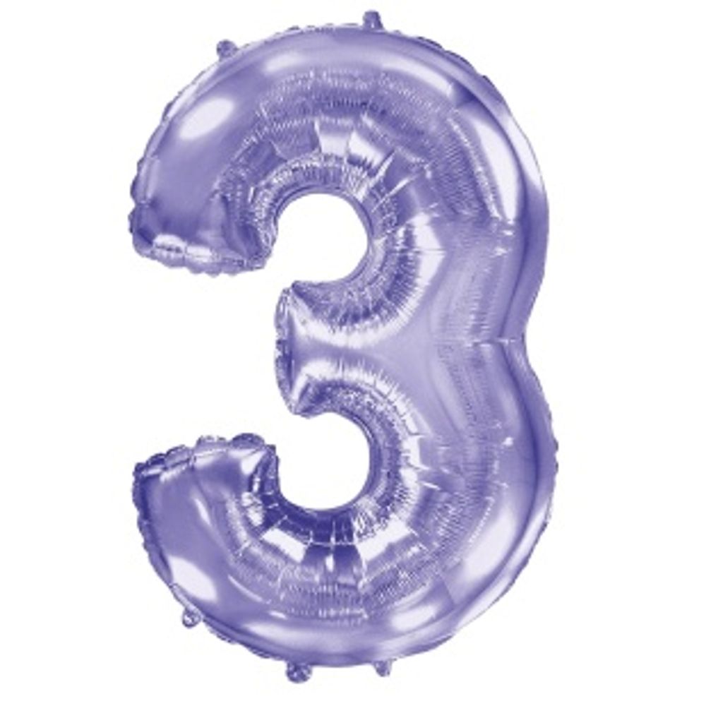 FM Шар 40'' / 102 см "Цифра 3" Сиреневый (БГ-60)