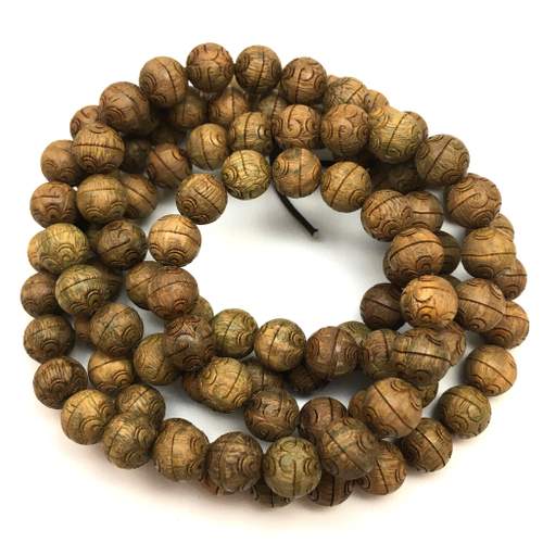 Сандаловые резные бусины "Волна" 8 мм