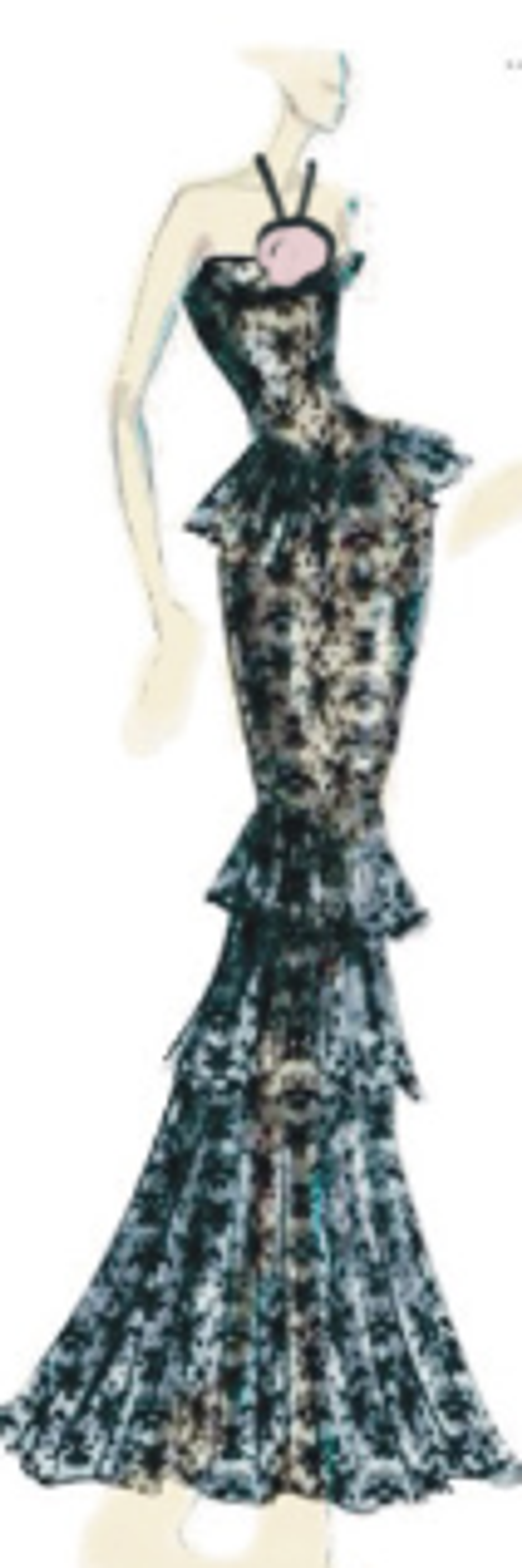 Платье макси из кружева с цветком из шифона