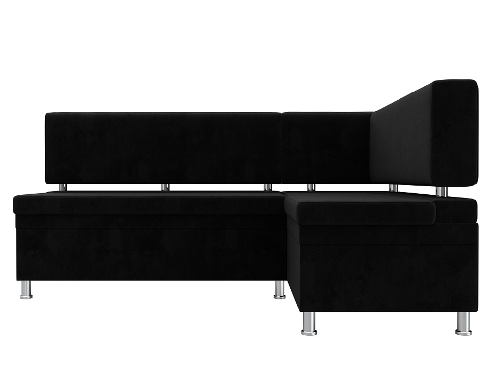 Диван кухонный угловой Стайл правый угол, Черный, Велюр, 111660