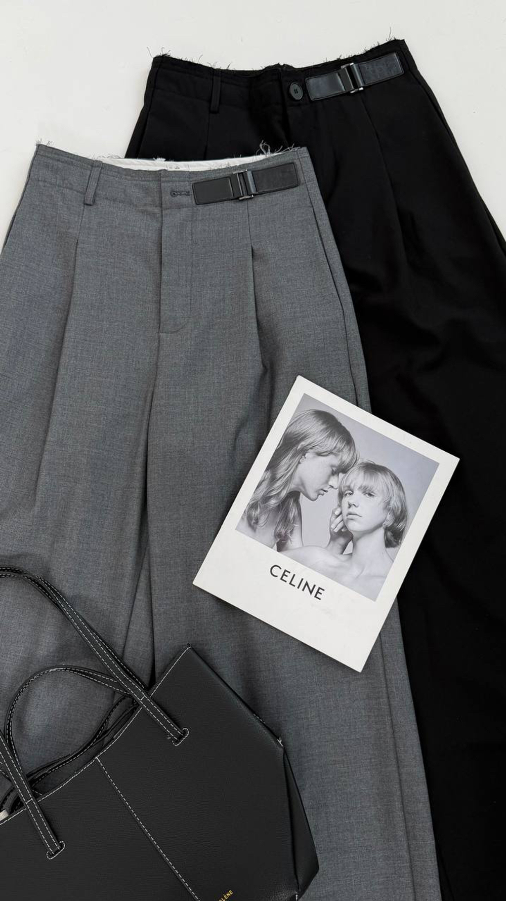 Брюки палаццо из костюмной ткани со вставкой на поясе