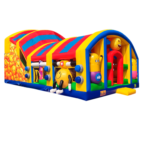 Коммерческий надувной батут «Смайлики» с крышей, размер 12*8*7 м