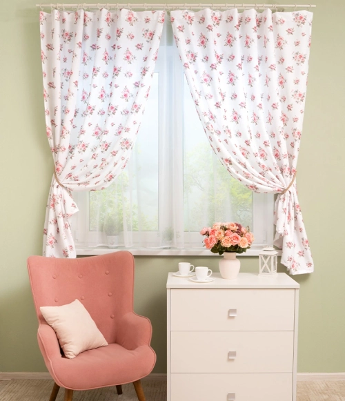 Тюль для кухни Legrand Симона 2 розовый 1800х1500 мм