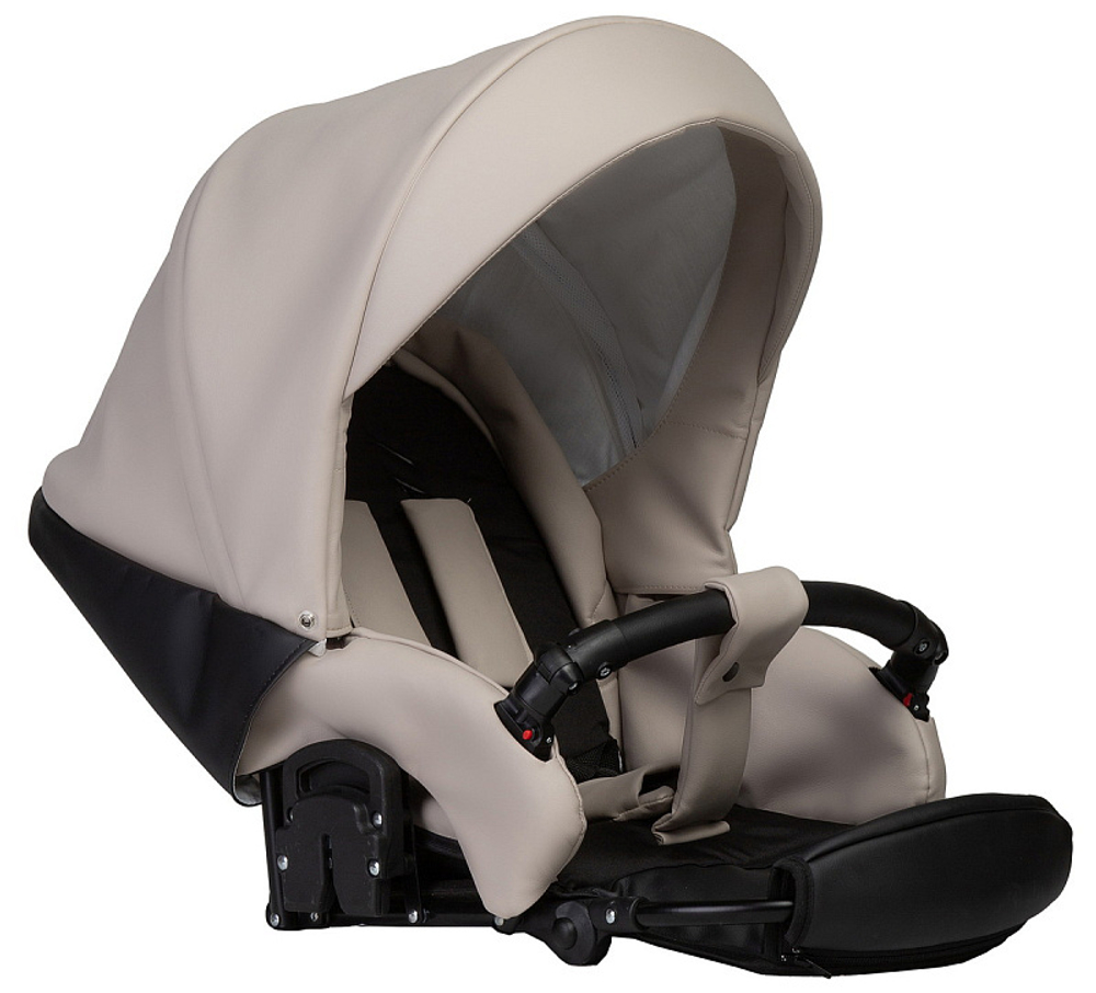 Детская коляска Indigo Mio Eco 2 в 1 04 черная кожа+св.бежевая кожа