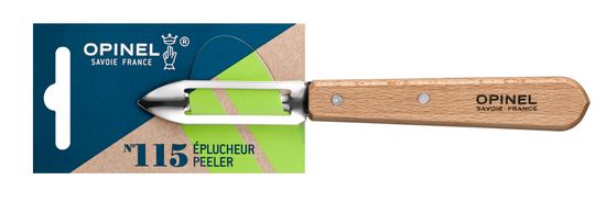 Нож для чистки овощей Opinel №115, деревянная рукоять, нержавеющая сталь, блистер, 001928
